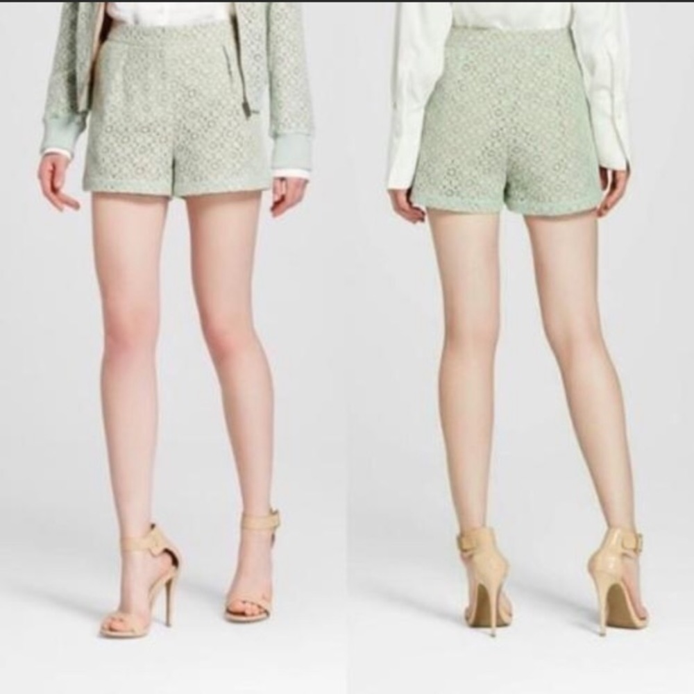 Victoria Beckham for Target lace shorts mint green lined with pockets